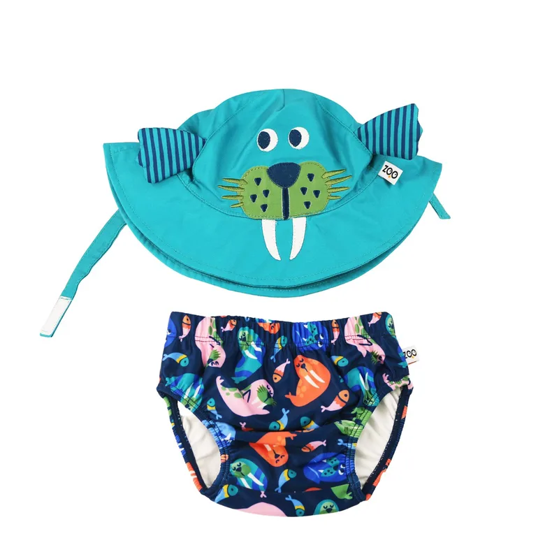 Σετ Μαγιό Πάνα Με Καπέλο UPF50 6-12μηνών Wally the Walrus Zoocchini ZOO12021M (Μέγεθος: 6-12 Μηνών) - Zoocchini - ZOO12021M