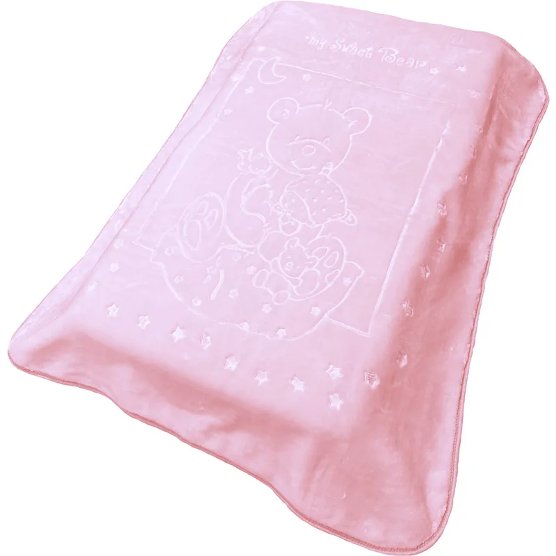 Κουβέρτα Βελουτέ Κούνιας 110x140 Dimcol Sweet Bear 12 Ροζ 110x140