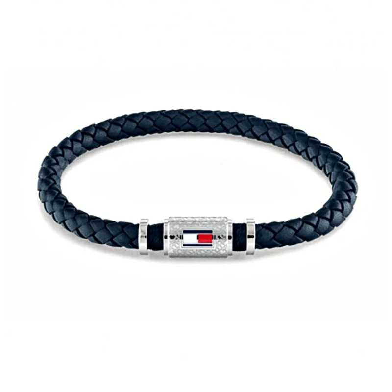 TOMMY HILFIGER Αντρικό Βραχιόλι Mε Μπλε Δέρμα και Κούμπωμα Από Ανοξείδωτο Ατσάλι 2790452