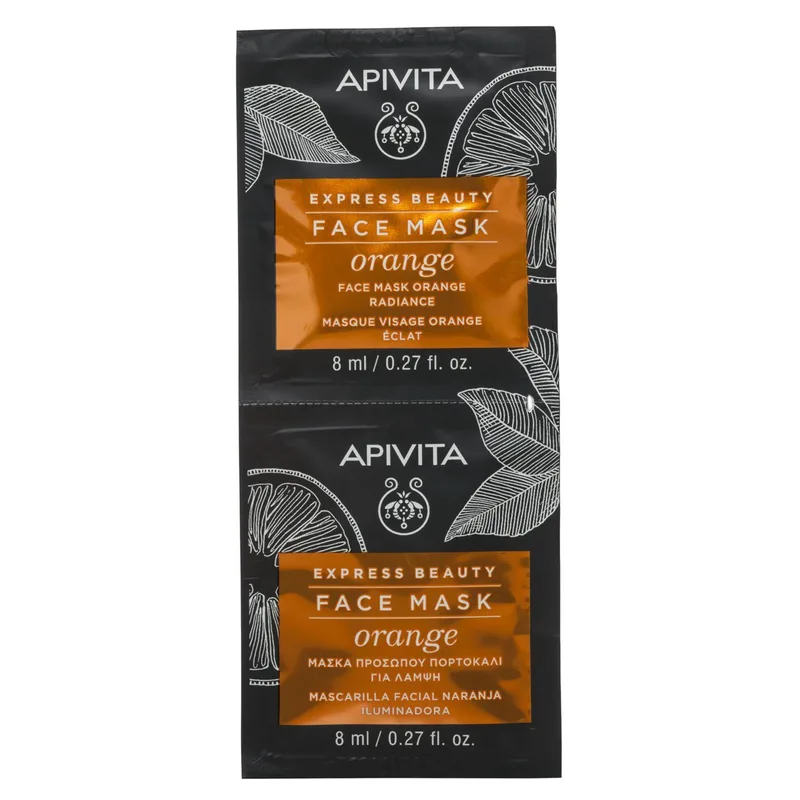 Apivita Express Beauty Πορτοκαλί Radiance Face Mask Μάσκα Προσώπου με Πορτοκάλι για Λάμψη της Επιδερμίδας 2x8ml