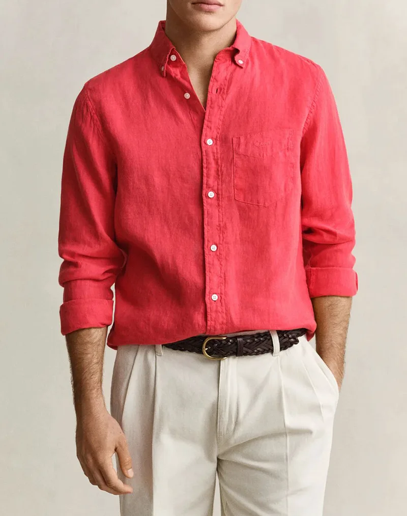 GANT ΠΟΥΚΑΜΙΣΟ ΜΜ REG GMNT DYED LINEN SHIRT 3G3240120-641 deepPink