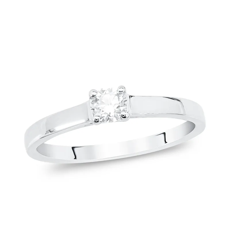 Diamond Group Μονόπετρο Δαχτυλίδι με Διαμάντι Brilliant από Λευκό Χρυσό 18 Καρατίων DDX450