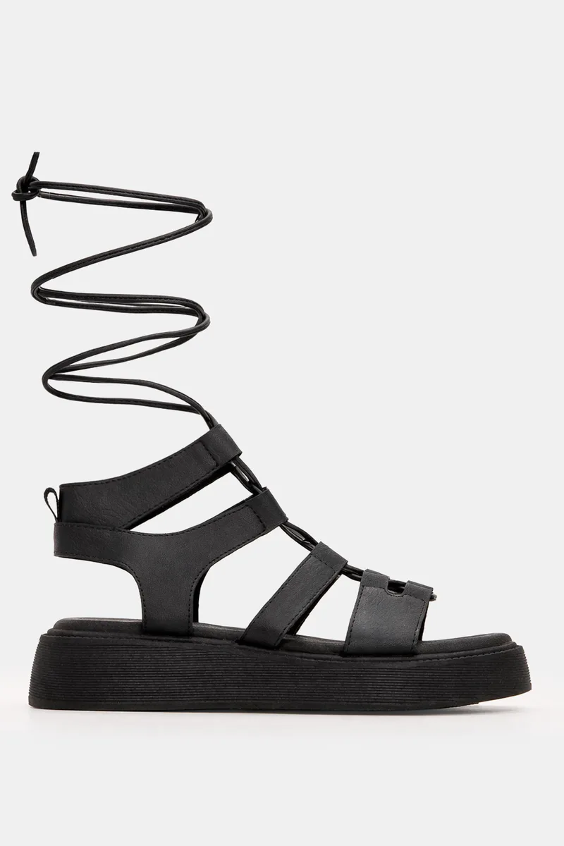 Σανδάλια Flatform Gladiator - Μαύρο