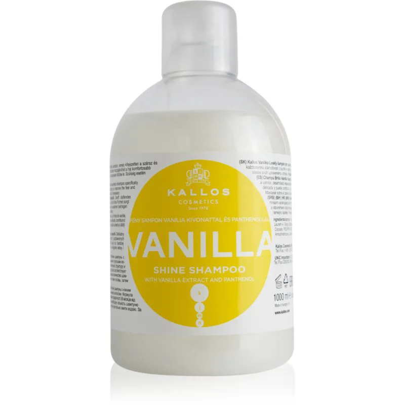 Kallos KJMN Professional Vanilla λαμπρυντικό σαμπουάν για ξηρά μαλλιά 1000 ml