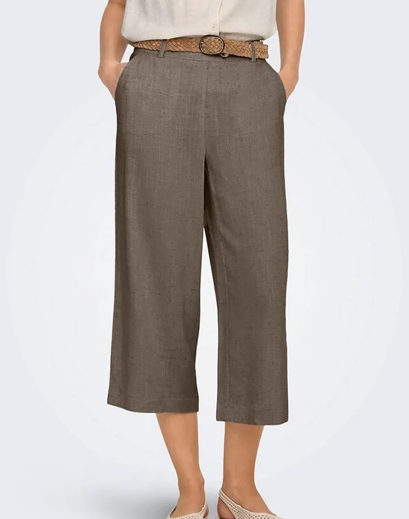 ONLY ONLSIESTA HW LIN BL CLEAN CULOT PNT NOOS 15367418-Walnut DarkBrown