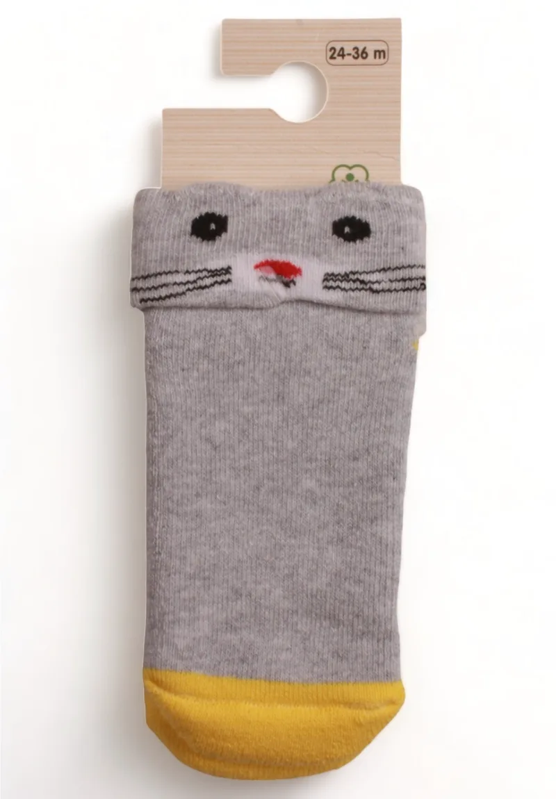 Καλτσάκια bebe για κορίτσι πετσετέ Biorganic Cute Cats BRG68375-Γκρι