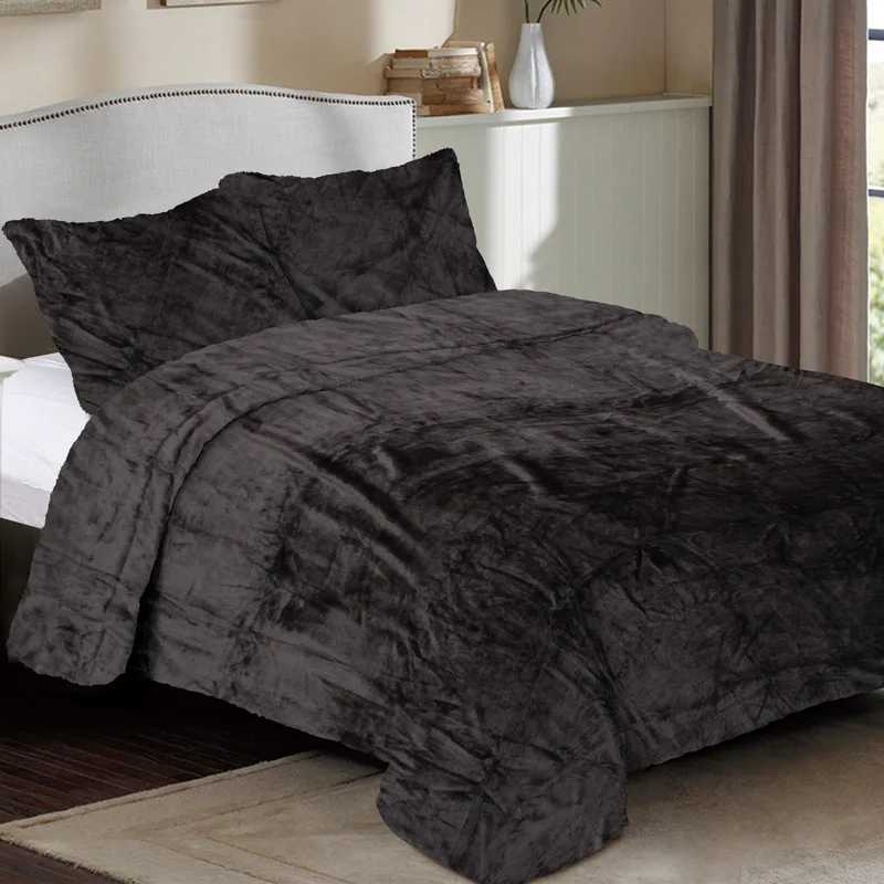 Κουβέρτα Fleece Υπέρδιπλη 220x240 Dimcol Coral Solid 08 Grey Black