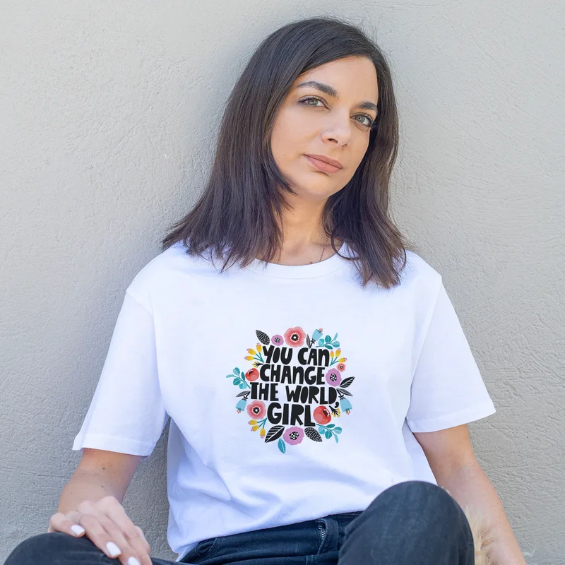 Change the world - Organic Vegan T-Shirt Unisex - Λευκό - M
