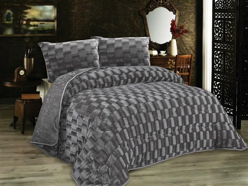 Κουβερτοπάπλωμα Fleece Υπέρδιπλο 220x240εκ. 1940 Grey DimCol (Ύφασμα: Polyester, Χρώμα: Γκρι, Μέγεθος: Υπέρδιπλα) - DimCol - 33421024038