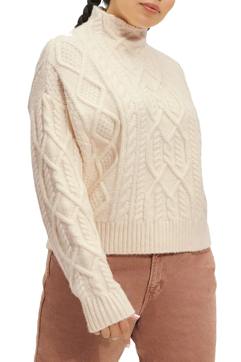 Πουλόβερ Ugg Janae Cable Knit Sweater Short 1131508-CRM Γυναικείο