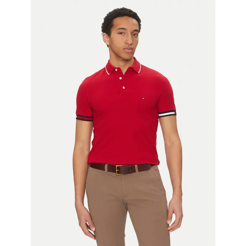 Tommy Hilfiger Polo Flag Cuff MW0MW38458 Κόκκινο Slim Fit