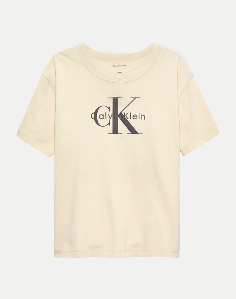 CALVIN KLEIN LIGHT MONOLOGO S/S T-SHIRT IB0IB02610-8Y-16Y-PGB Cream