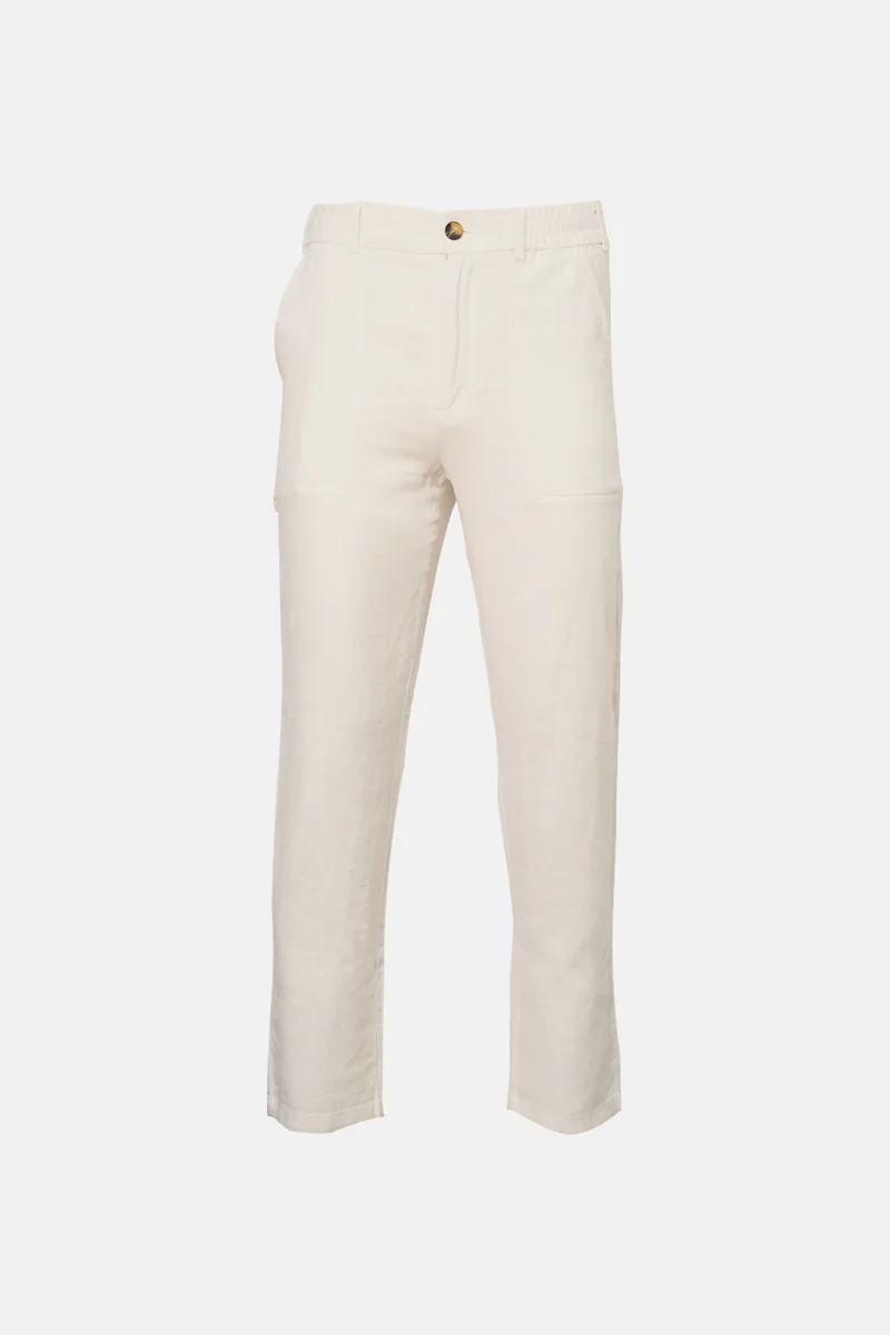 GABBA Λινό Παντελόνι της σειράς Zeta Lino - 11525 0003 White