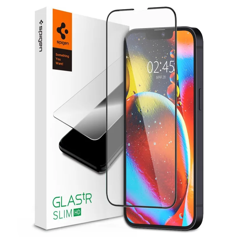 Spigen GLAS.tR Slim HD - Αντιχαρακτικό Fullface Γυάλινο Tempered Glass - Apple iPhone 13 mini - Black (AGL03404)
