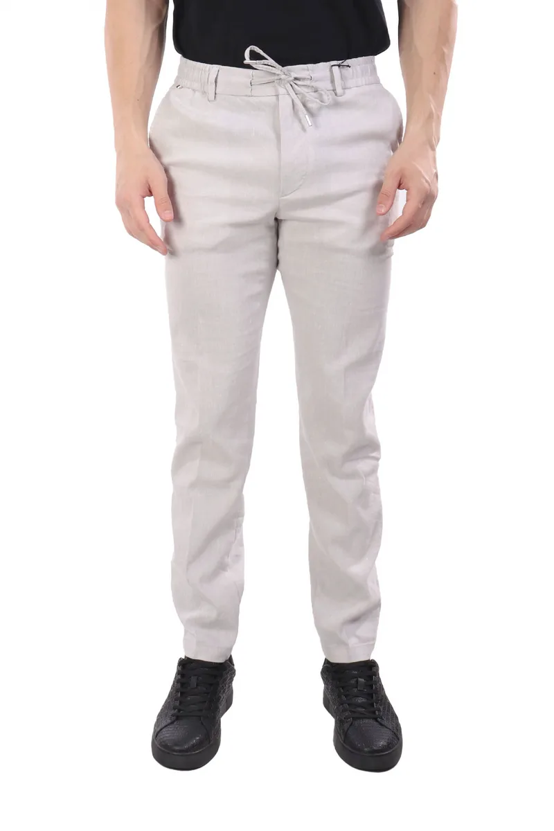 BOSS ΠΑΝΤΕΛΟΝΙ CHINO ΛΙΝΟ ΛΑΣΤΙΧΟ ΜΕΣΗ REGULAR FIT H-KAE1-RDS ΓΚΡΙ