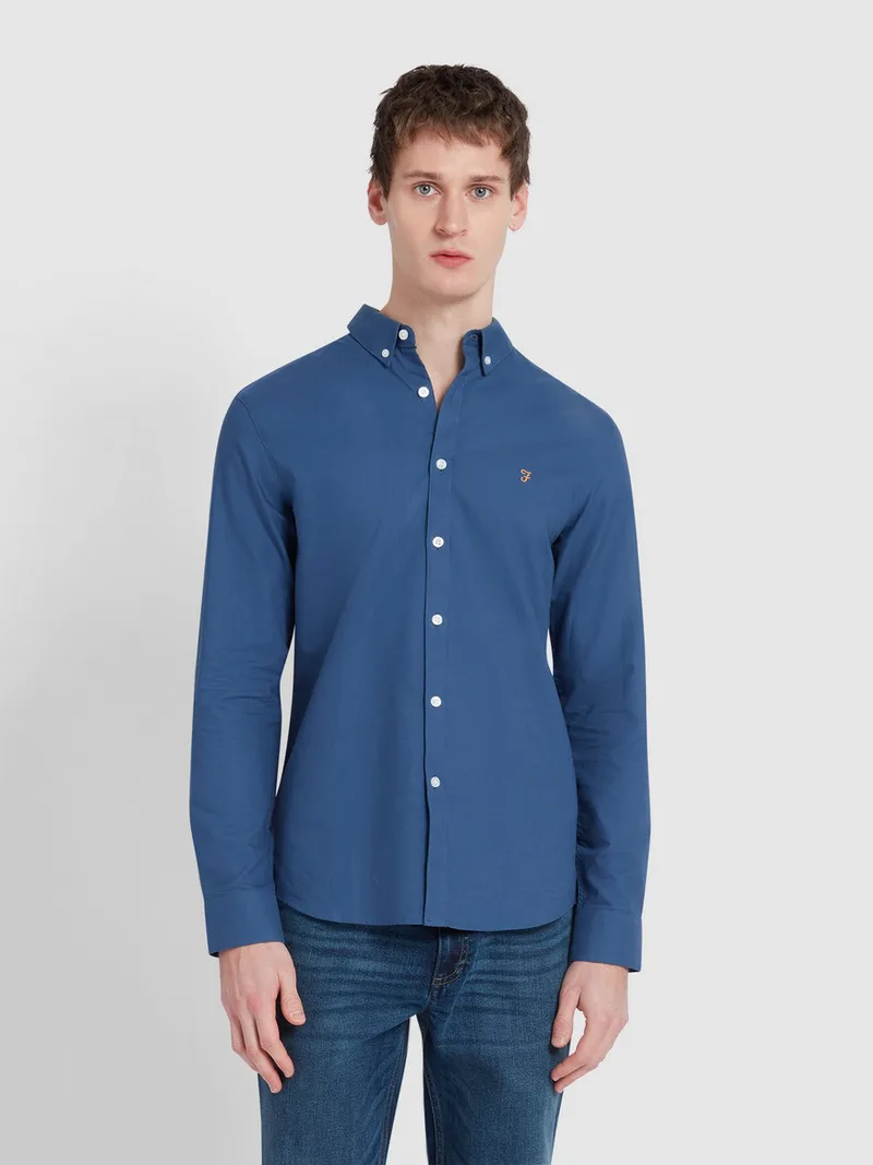 Farah Ανδρικό Πουκάμισο Μακρυμάνικο Slim Fit από Οργανικό Βαμβάκι Oxford
