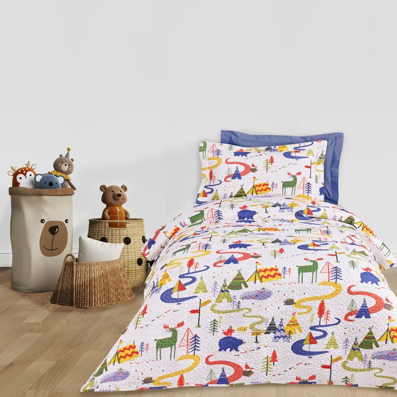 Κουβερλί Microfiber Μονό 160x240εκ. Kid Line 4927 Μπλε-Πράσινο-Λευκό Das Kids (Ύφασμα: Microfiber, Χρώμα: Λευκό) - DAS KIDS - 402009104927