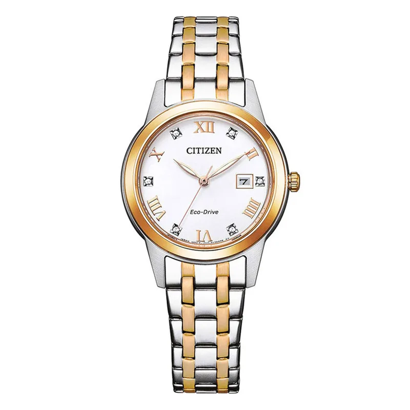 CITIZEN Eco-Drive Crystals Two Tone Stainless Steel Bracelet FE1246-85A