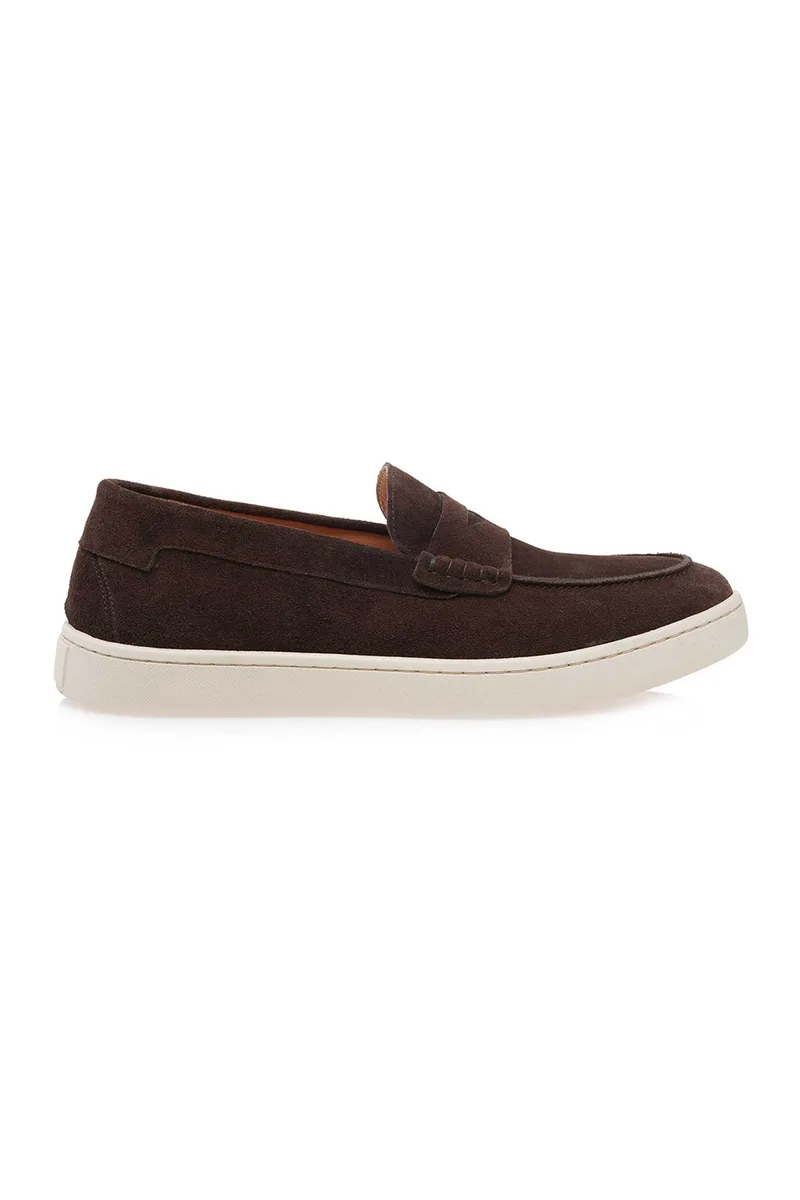 Isaac Roma ανδρικά δερμάτινα loafers μονόχρωμα - W57008011520 Καφέ