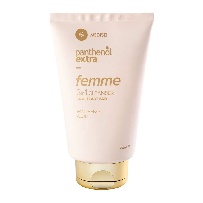 Medisei Panthenol Extra Femme 3in1 Face, Body & Hair Cleanser Γυναικείο Αφρόλουτρο, Σαμπουάν για Πρόσωπο, Σώμα & Μαλλιά με Ανατολίτικο Άρωμα & Νότες Βανίλιας 200ml