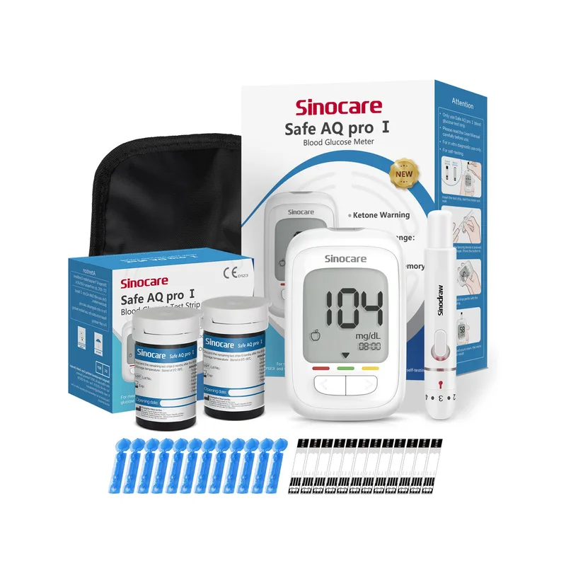 Sinocare Safe AQ proⅠBlood Glucose Meter Glucometer Kit Diabetes Tester Medical Blood Sugar Meter or Only Test Strips Lancets | 1pc meter+50pcs×(strips+lancets) | mmol/L