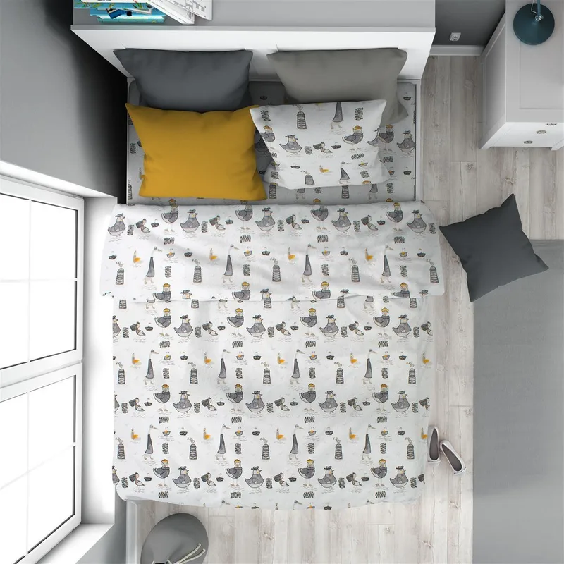 Παιδική Παπλωματοθήκη Μονή Dimcol Seabirds 578 160x240 White-Grey