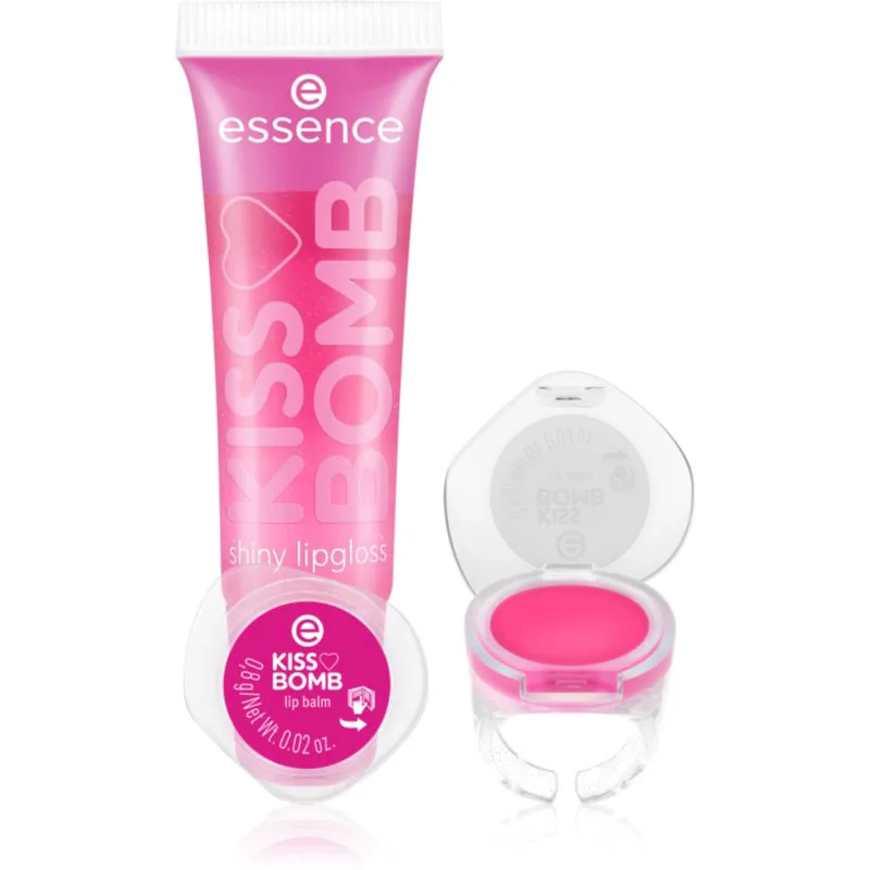 essence KISS BOMB shiny lipgloss & lip balm σετ για τα χείλη