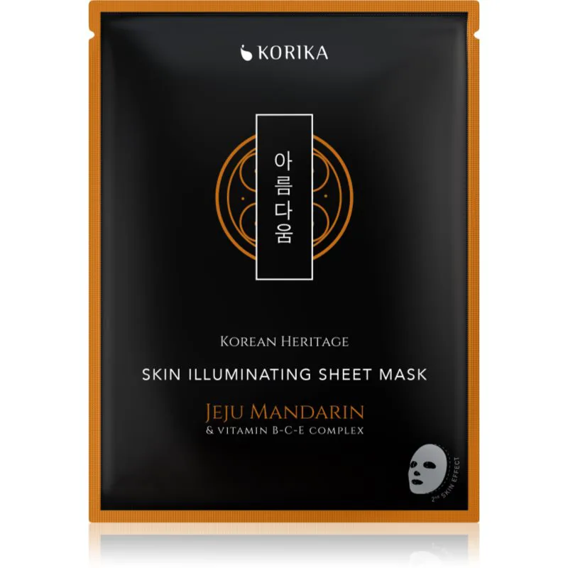 KORIKA Korean Heritage Jeju Mandarin & Vitamin B-C-E Complex Skin Illuminating Sheet Mask λαμπρυντική υφασμάτινη μάσκα λάμψης 25 γρ