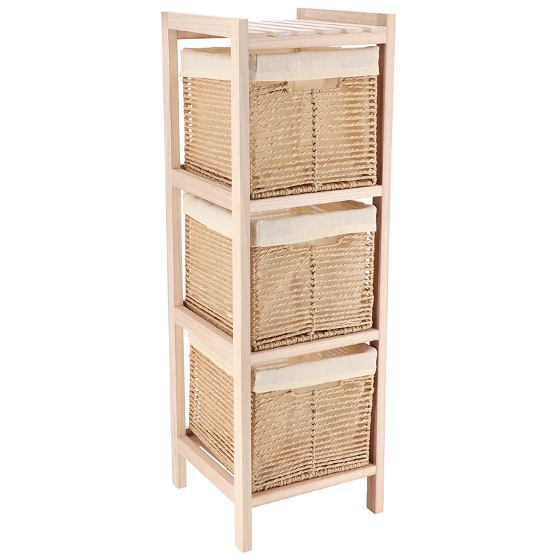 Συρταριέρα MDF Με 3 Συρτάρια 25x25x77εκ. Μπεζ MRShome 1304000 (Υλικό: Mdf, Χρώμα: Μπεζ) - sealskin - sl-DS-1304000