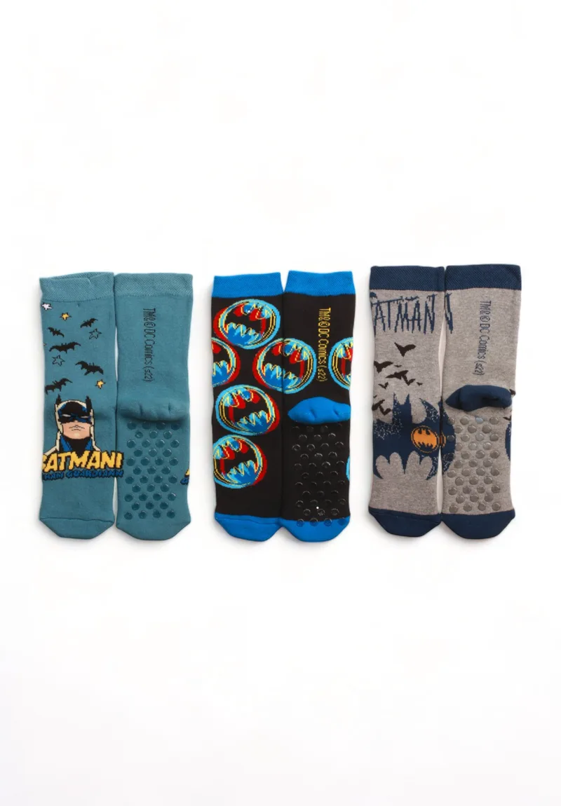 Κάλτσες παιδικές πετσετέ Cimpa με τάπες Batman 3 Τεμ. BM20486-Πολύχρωμο
