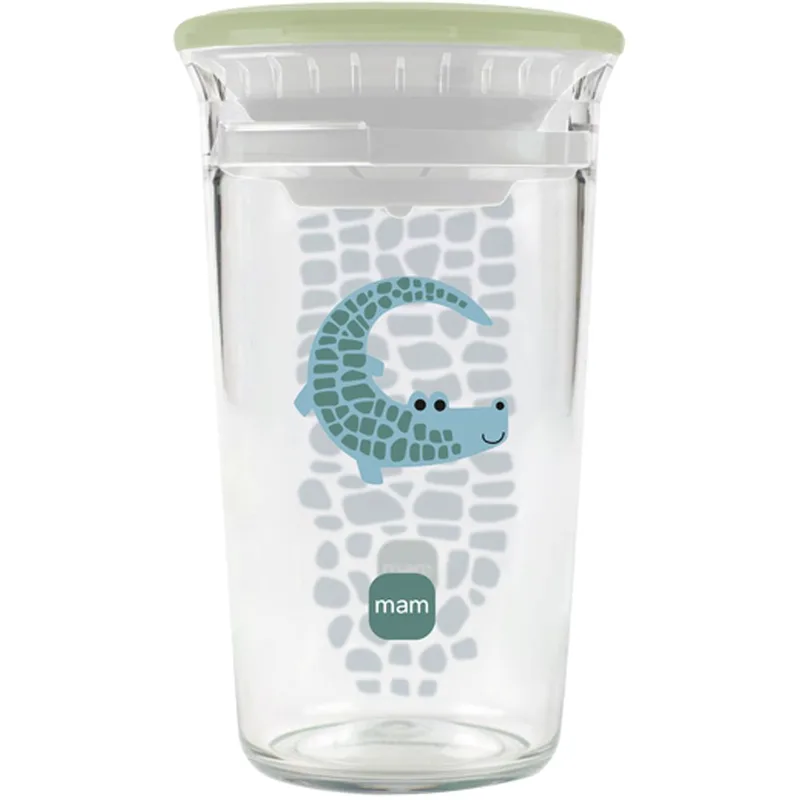 Mam Easy To Drink Cup Κωδ 473 8m+ Εκπαιδευτικό Ποτηράκι Μετάβασης από το Μπιμπερό με Καπάκι 360° Ειδικά Σχεδιασμένο Ενάντια των Διαρροών, 290ml - Πράσινο