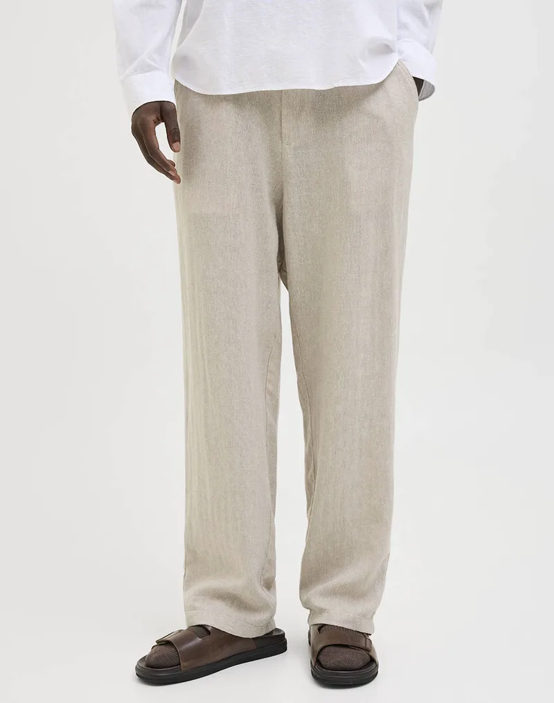 JACK&JONES JPSTKARL MYKONOS CHINO 12269371-CrockeryHerringbone Biege