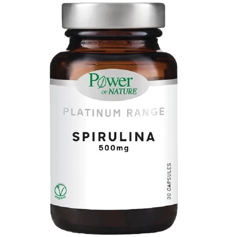 Power Health Platinum Range Spirulina 500mg 30veg.caps,Συμπλήρωμα Διατροφής με Σπιρουλίνα για Τόνωση του Οργανισμού & Μείωση της Κούρασης