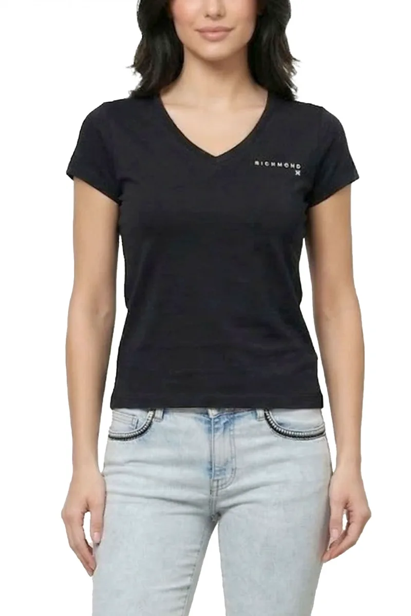 RICHMOND X T-SHIRT TROCIE V-NECK LOGO ΜΑΥΡΟ