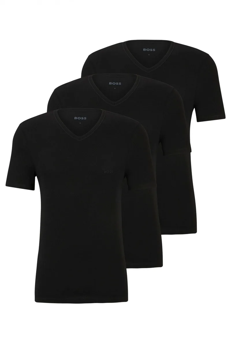 BOSS ΕΣΩΡΟΥΧΟ T-SHIRT 3P VNECK REGULAR FIT CLASSIC ΜΑΥΡΟ