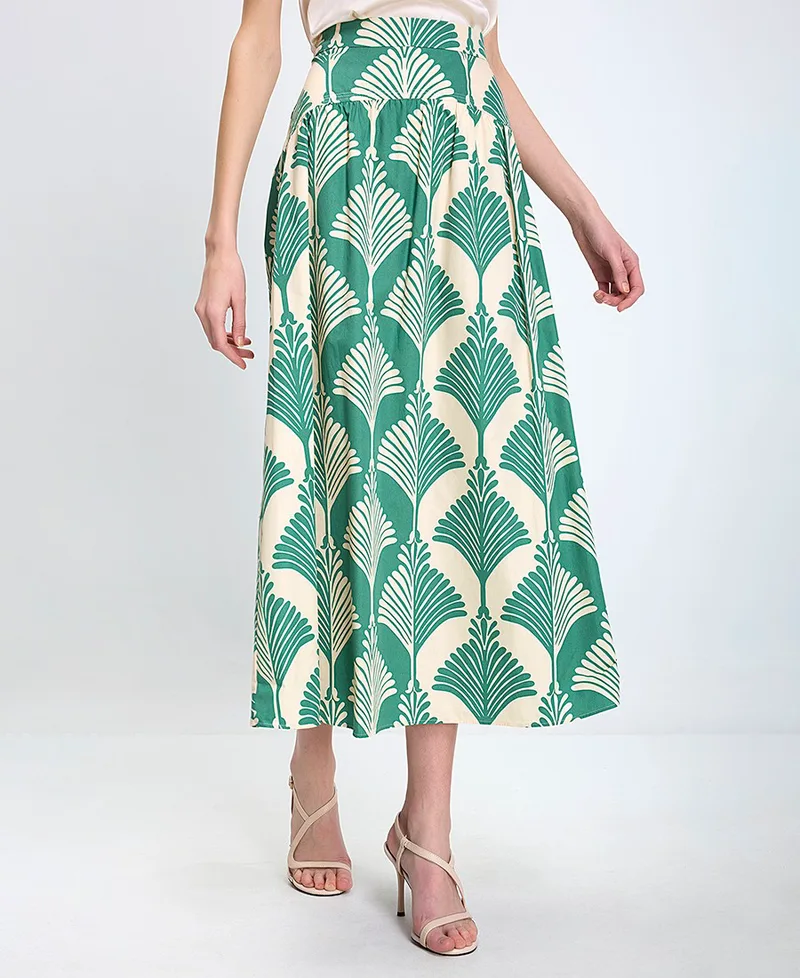 Penny Black Γυναικεία Φούστα Regular Fit Βαμβακερή Με Print Σε Μήκος Midi