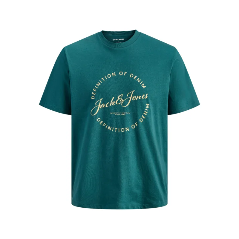 Jack & Jones "Greyson Tee"σε Plus fit γραμμή,με μεταξοτυπία - Atlantic Deep