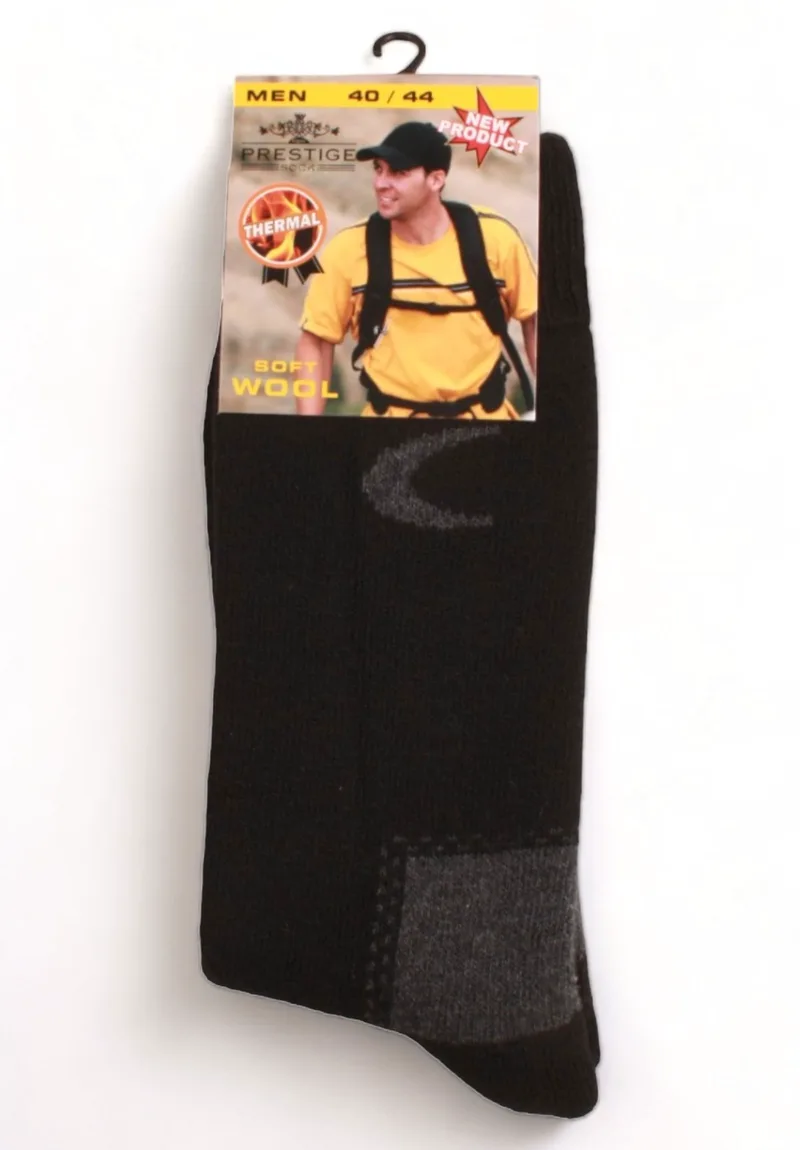 Κάλτσα ανδρική Prestige Thermal Soft Wool PR4042-Μαύρο