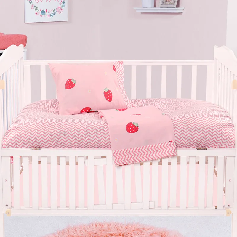 Σεντόνια Κούνιας Με Λάστιχο Σετ Beauty Home 5180 Strawberries 70x140+15