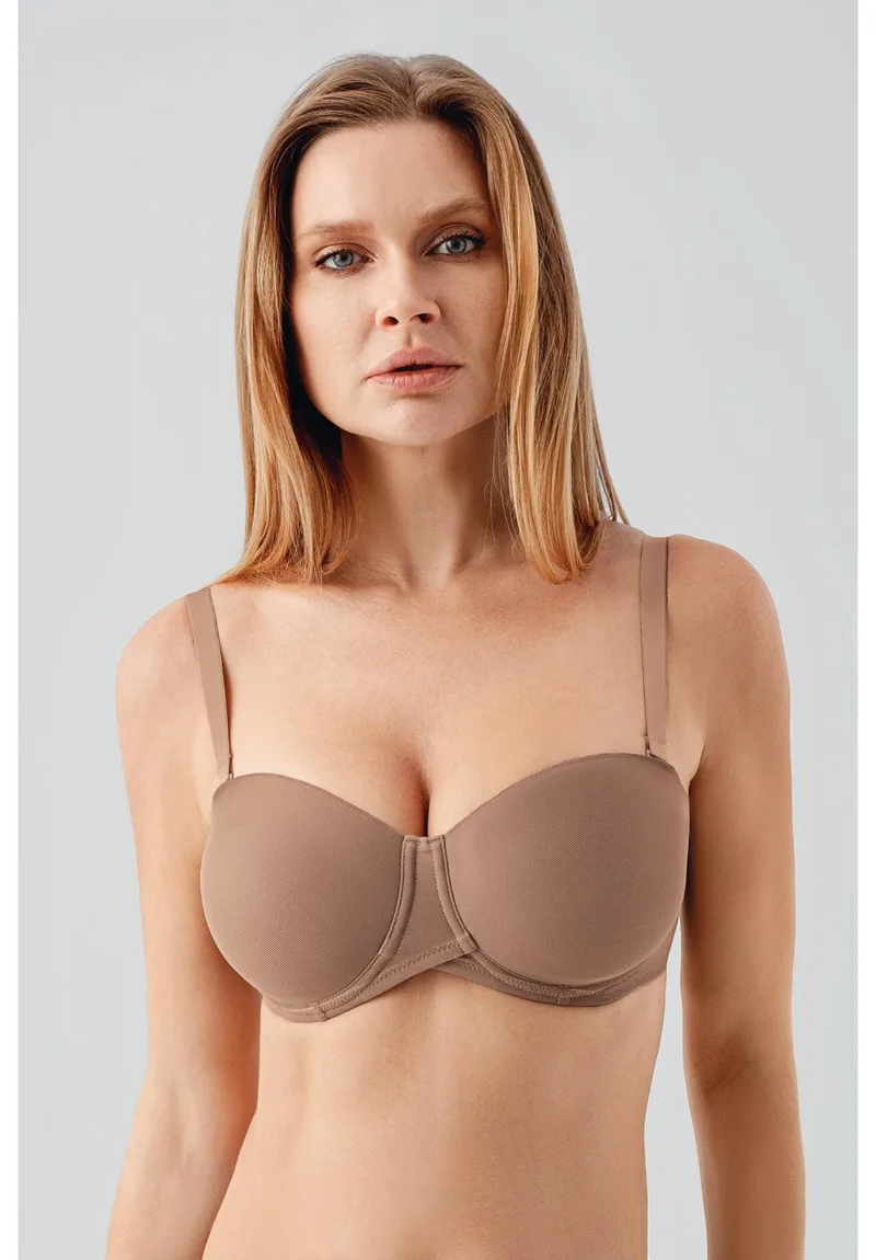 Γυναικείο Strapless Σουτιέν NEW BRA Basic D Cup Χωρίς Ενίσχυση Capucino NB7057-3-Καπουτσίνο