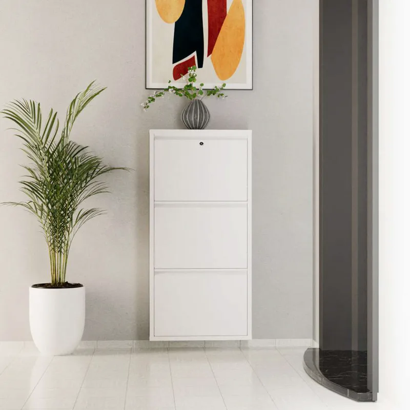 Παπουτσοθήκη Locking 3 Piece Metal - White 159Orn1111 (50x103x15 cm)