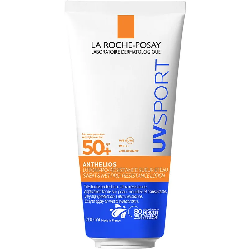 La Roche-Posay Anthelios UvSport Spf50+ Sweat & Wet Pro Resistance Sunscreen Lotion Αντηλιακό Γαλάκτωμα Προσώπου & Σώματος Πολύ Υψηλής Προστασίας Αόρατης Υφής Ανθεκτικό στον Ιδρώτα & το Νερό για Αθλητική Χρήση 200ml