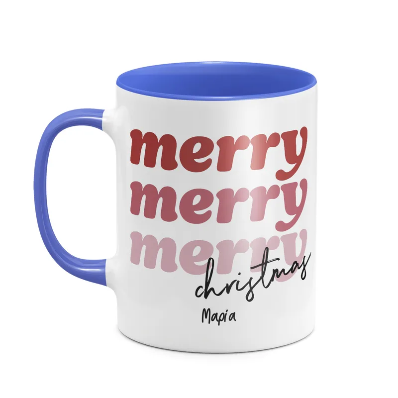 Merry, Μerry Xmas - Κούπα - Μπλε - Απλή