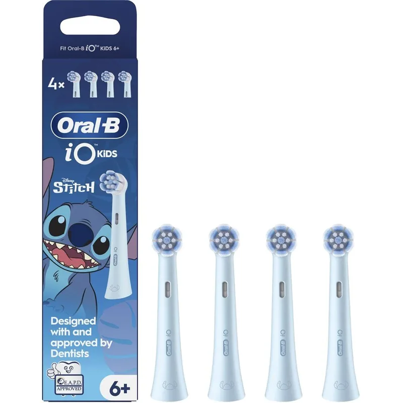 Oral-B iO Stitch Kids 6+ Electric Toothbrush Replacement Ανταλλακτικές Κεφαλές Παιδικής Ηλεκτρικής Οδοντόβουρτσας με Μαλακές Ίνες Εμπνευσμένα από το Ήρωα Stitch 4 Τεμάχια
