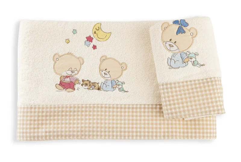 Σετ Πετσέτες 2 Τεμαχίων Dimcol Happy Bears 22 Εκρού/Μπεζ
