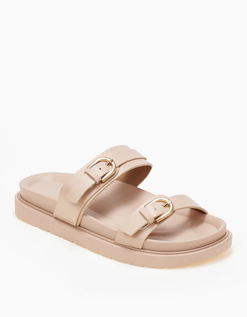Σανδάλια flatform εξώφτερνα με αγκράφες - Nude
