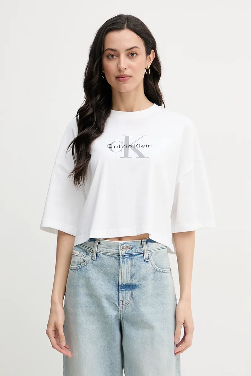 Calvin Klein Jeans crop top γυναικείο βαμβακερό