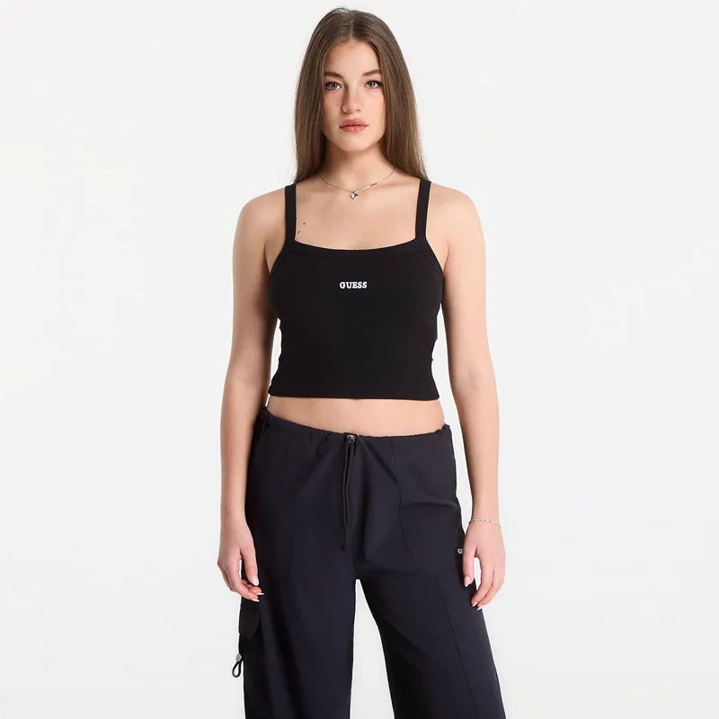 GUESS Stella Rib Tank Top Jet Black S