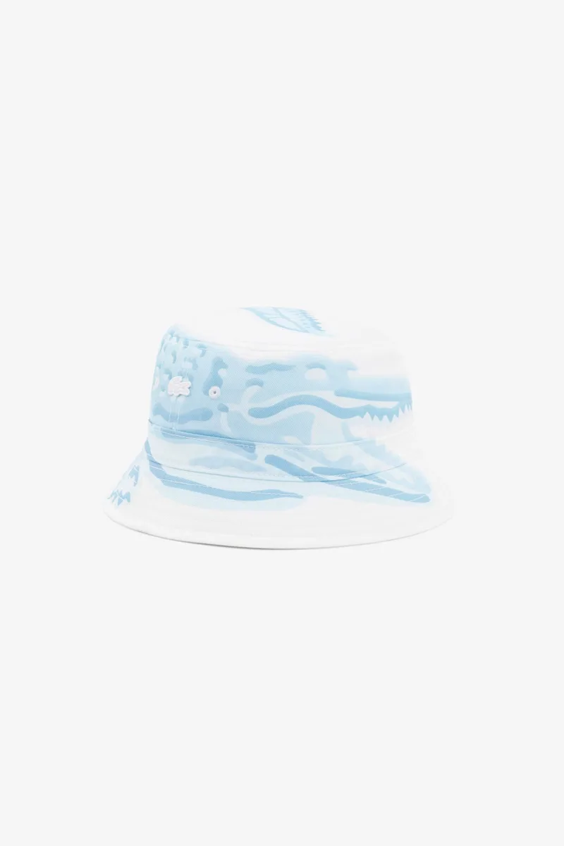 Lacoste unisex καπέλο bucket με λογότυπο και print - RK5005 Λευκό