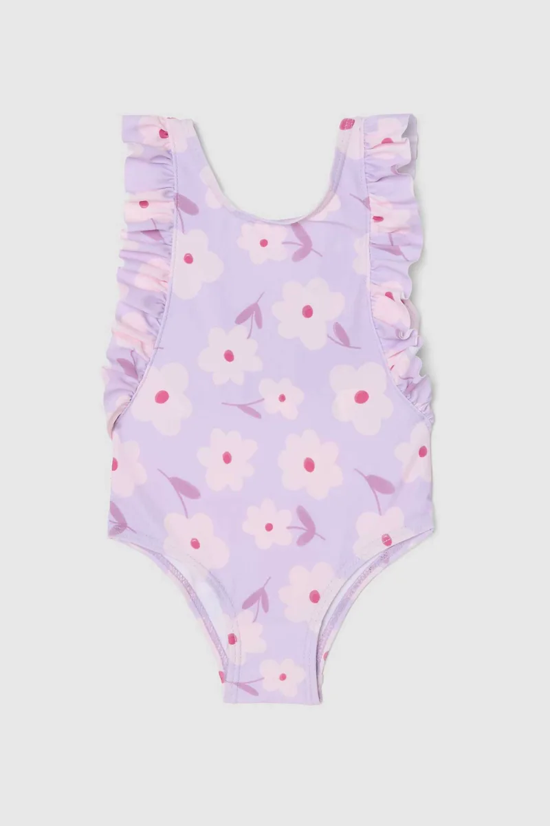 OVS βρεφικό μαγιό ολόσωμο με βολάν και floral print - 002569155 Μοβ